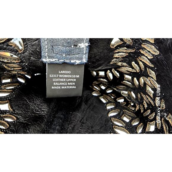 Laredo Western Leather Boots Sanded Blue Snip Toe Cutout Cowgirl Women's 10M - Picture 9 of 9